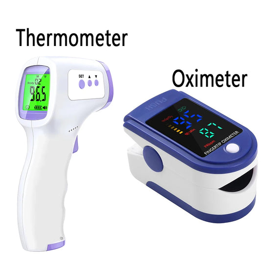 NEW Arrivals For Adults and Babies Digital Infrared Thermometer Forehead Body Non-Contact Fever Thermometers Or Medical Portable Finger Pulse Oximeter Blood Oxygen Health Care Supplies