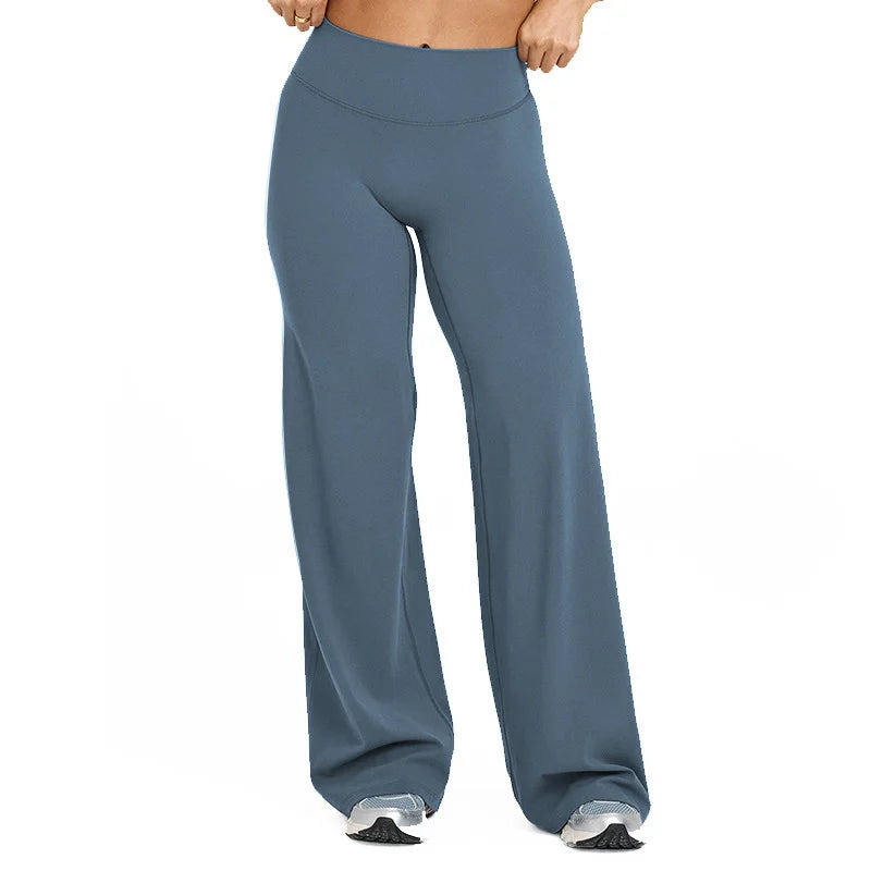 Naked Feel Yoga Pilates Running Sport Flare Trousers 6 Colors  Straight-Leg Pants Ultra Soft Butter Fabric Women's Mid-Waist Yoga Gym Fitness Pants Female Sportswear