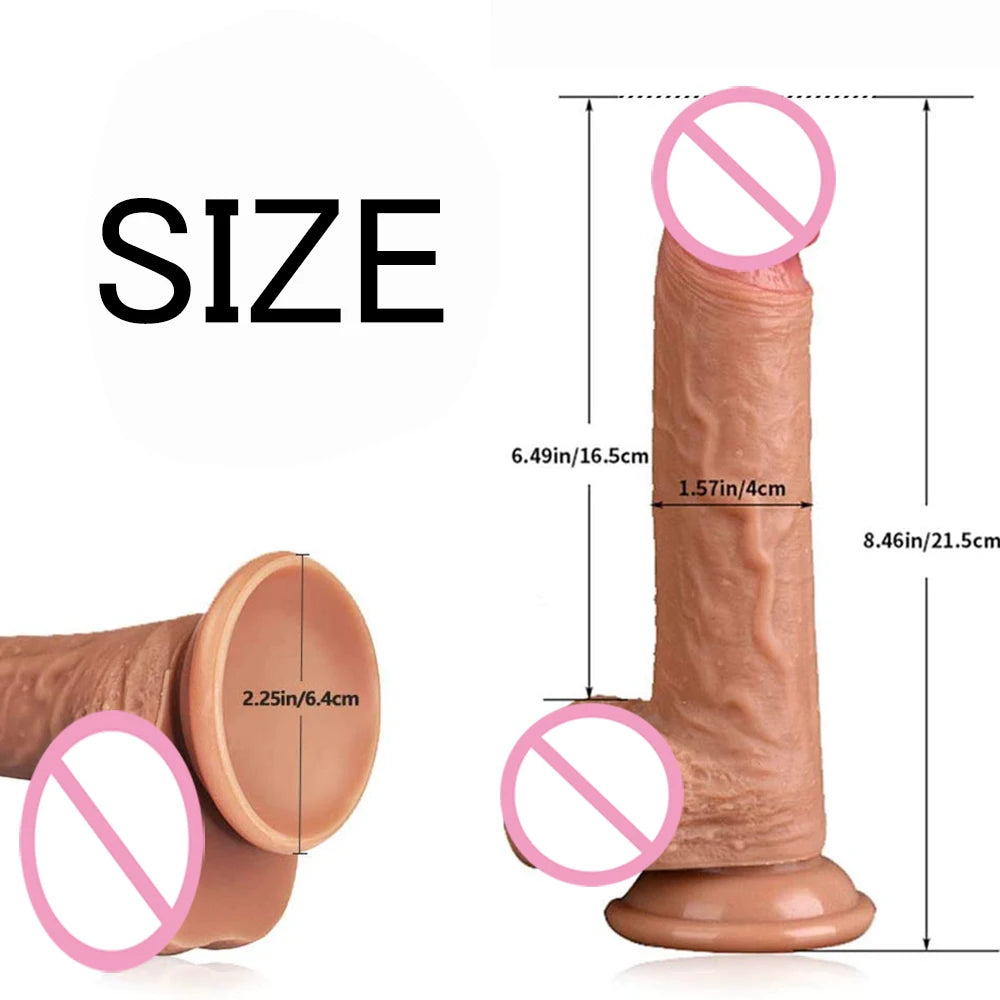 22CM Realistic Silicone Dildo Large Dildo Sex Toy for Women with Thick Glans Real Dong with Powerful Suction Cup Stiff Cock