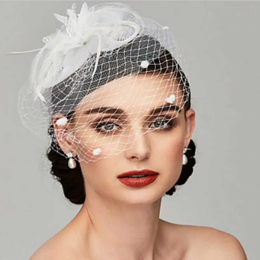 10 Colors Birdcage Bride Veil Wedding Evening Tea Cocktail Party Sunday Church Funeral Flowers Feather Mesh Veil Face Cover Headwear Royal Ascot Horses Race Top Caps Ladies Apparel Accessories