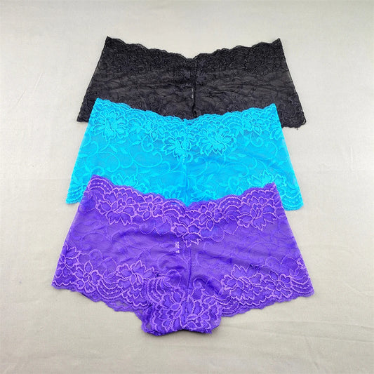 3pcs Set Sexy Lace Boxer Shorts Underwear for Women Low Waist Breathable Boxers Female Panty Hollow Out Panties Lingerie Fashion Clothing Products