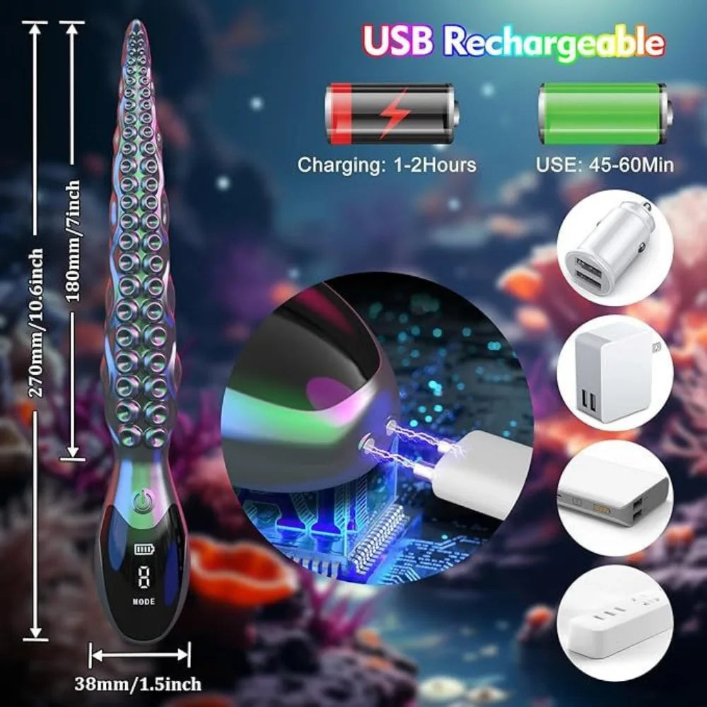 9 Modes Electric LED Display Octopus Tentacle Masturbation Vibrator G Spot Vagina Anal Butt Plug Vibration Stimulation Adult Sex Toys Special-Shaped Dildos Adults Sex Shop Products