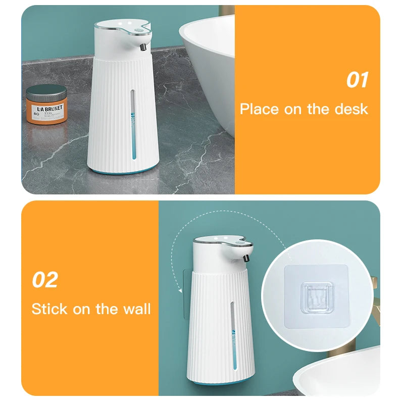 White 400ml Automatic Foam Soap Dispensers Bathroom Smart Washing Hand Machine with USB Charging High Quality ABS Material