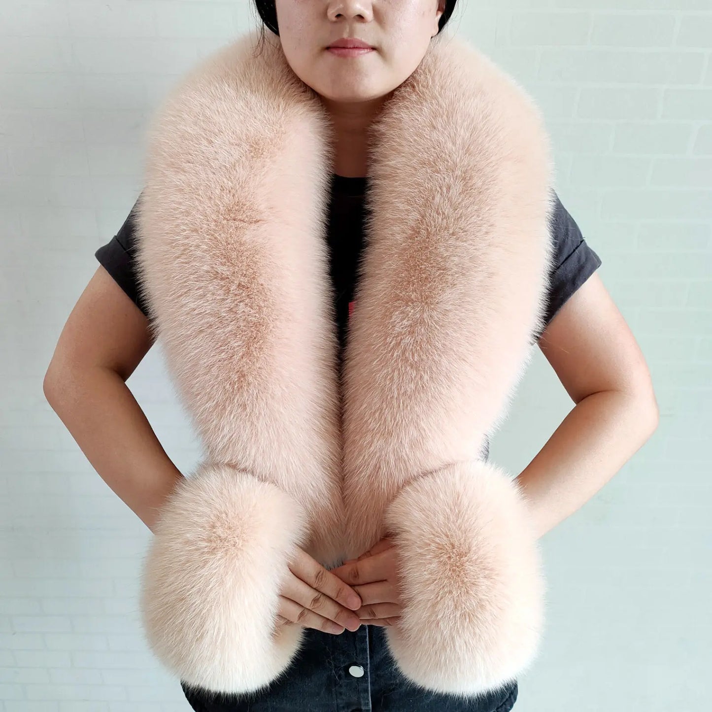 NEW Arrivals 6 Colors Set Women Winter 100% Natural Fox Fur Scarf Jacket Fur Collar Authentic Neck Scarves And Cuff Set Luxury Fox Fur Warm Neck Warmers Ladies Luxury Fashion Apparel Accessories