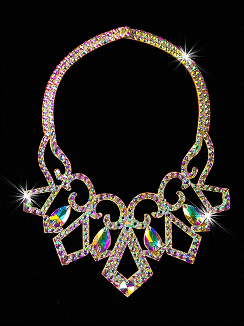 NEW Arrivals 18 Patterns Luxury Belly Dance Sparkle Necklace Jewelry Competition Dancer Accessory Shine Dancing Necklace Stage Performance Costume Egypt Show