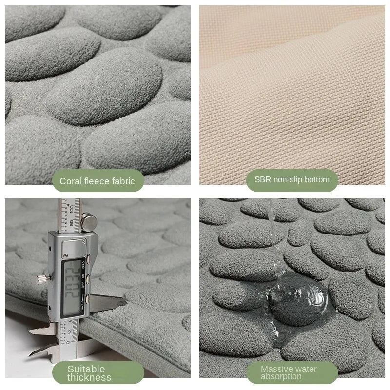 NEW Arrivals 4PCS Set Mat Non-Slip Carpets Cobblestone Embossed Bathroom Bath In Wash Basin Bathtub Side Floor Rug Shower Room Doormat Memory Foam Carpets Bathroom Accessories