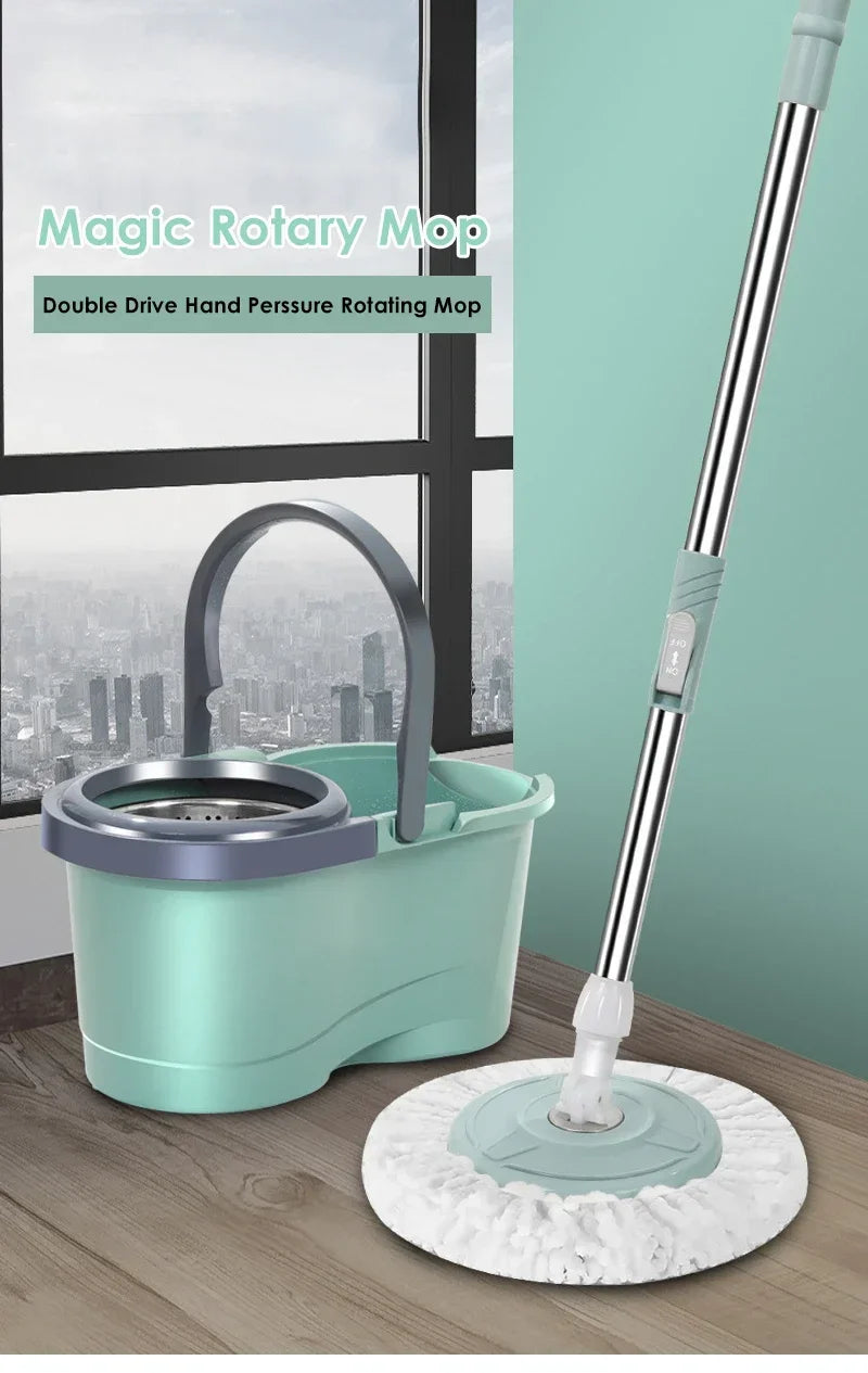 NEW HOT Automatic Spin Mop, Rotating Mop /3pcs Mop Replacement Head, Clean Microfiber Tow Bucket Lazy Magic Mop Bucket.