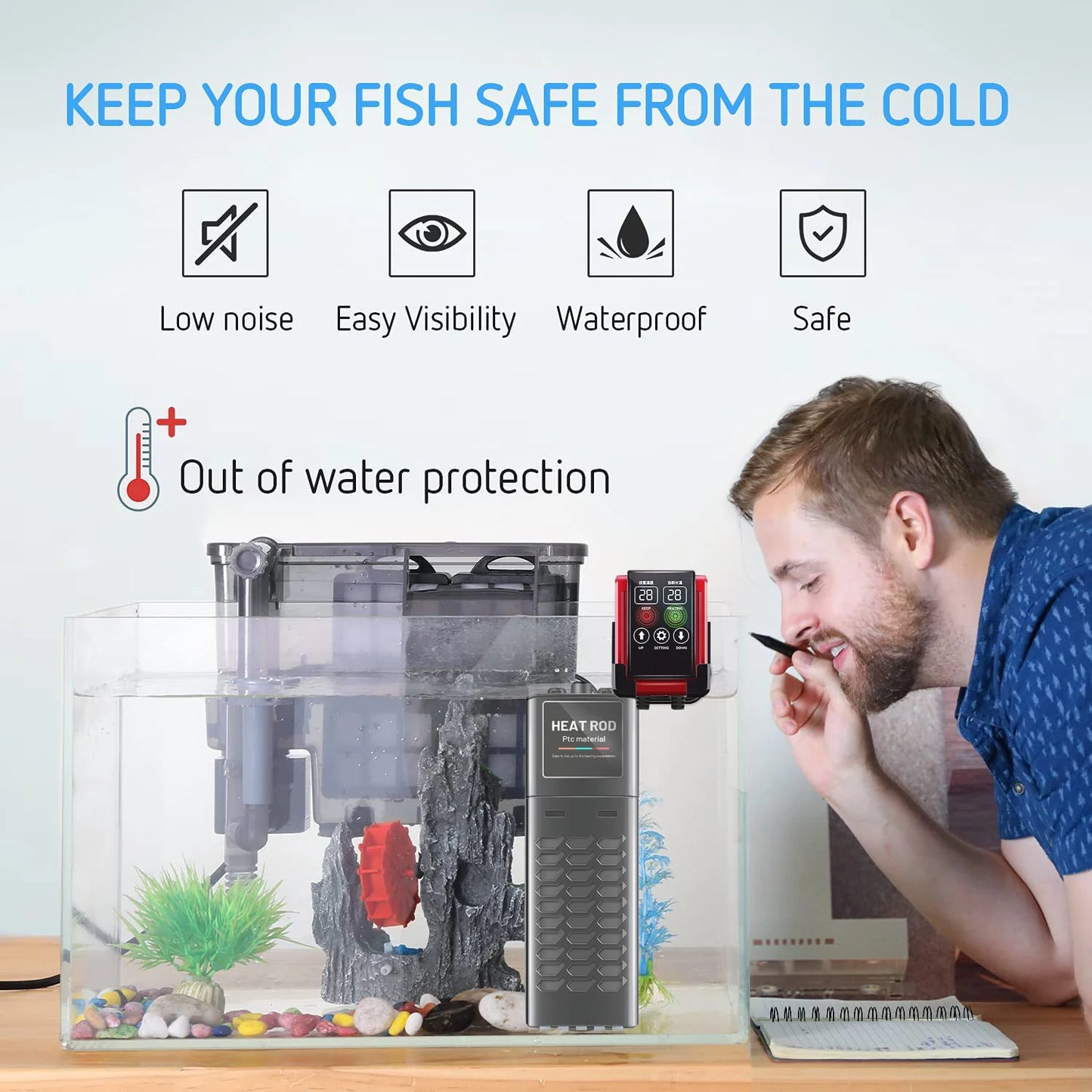 1200W Fish Tank Heater Aquarium Temperature Controller LED Digital Display Heating Rod Constant Temperature Accessories