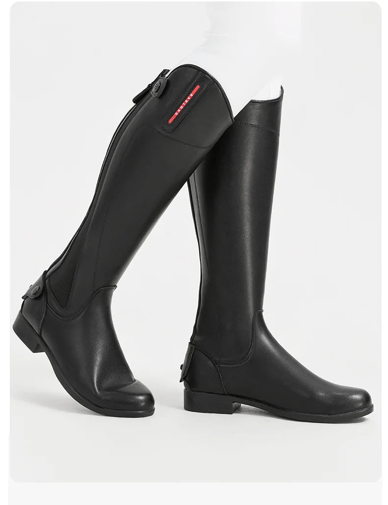 Riding Leather Boots 38-44 Size Cowhide Long Stretch Cowboy Men's and Women's Horse Riding Obstacle Boots Equestrian Footwear Supplies
