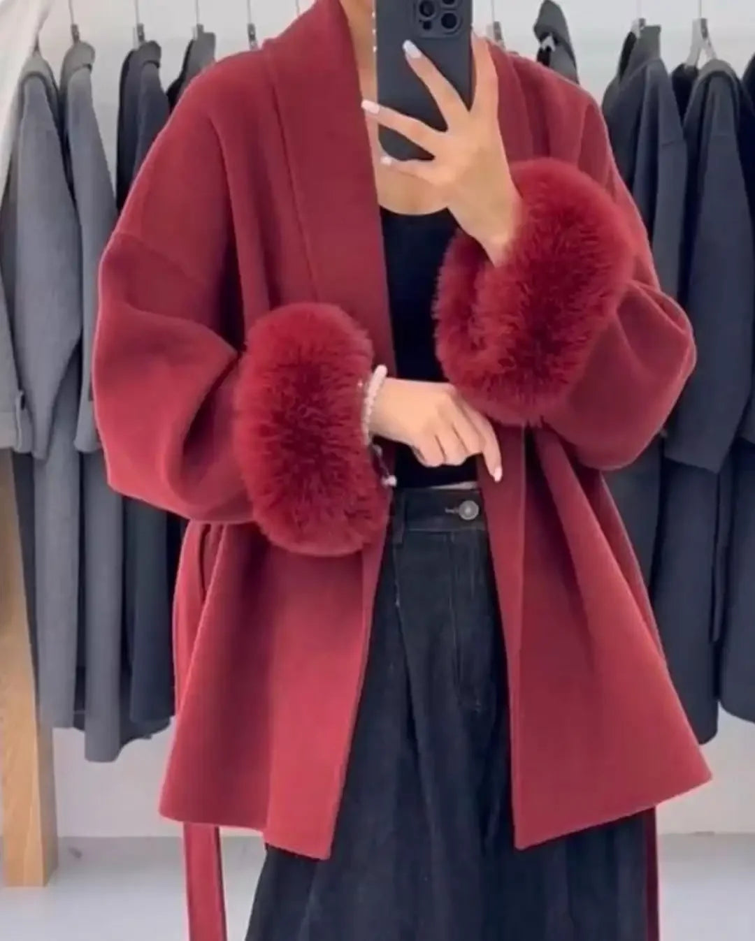UK Size 5 Colors Elegant Lace Up Woolen Overcoat Women Casual Lapel V-Neck Full Sleeve Loose Warm Outerwear Lady New Autumn Commute Street Coat