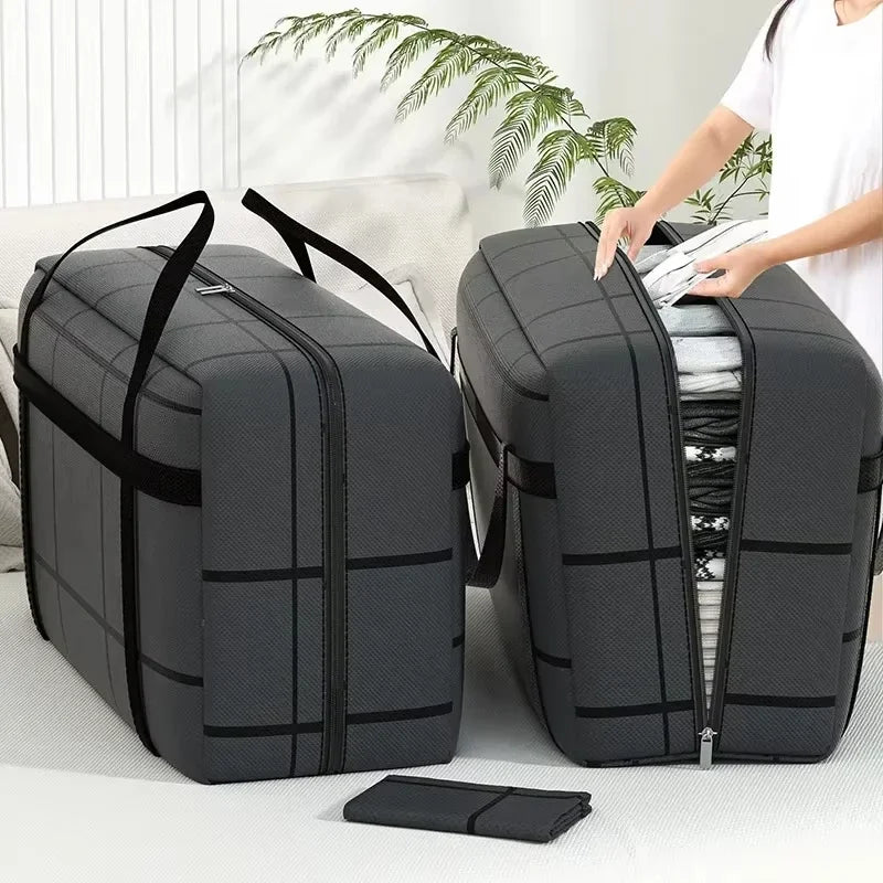 3 PCS Set Large Capacity Outdoor Moving Travel Packing Hand-Held Clothes Storage Organizer Bag Foldable Dust-Proof Non-Woven Fabric Packing Bags Bedroom Wardrobe Organizer Sets