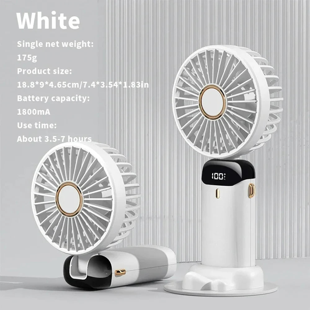 New Arrivals Powerful Wind Cooling Hand Mini USB Fan Portable 5 Speed Personal Pocket Rechargeable Handheld with Hook Outdoor Travel Air Cooling Fans