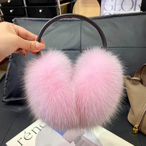 New Winter Real Fox Fur Earmuffs 14 Colors for Women Natural Fox Fur Scarves Dual use Genuine Warmer Plush Earmuff Outdoor Solid Fur Scarf