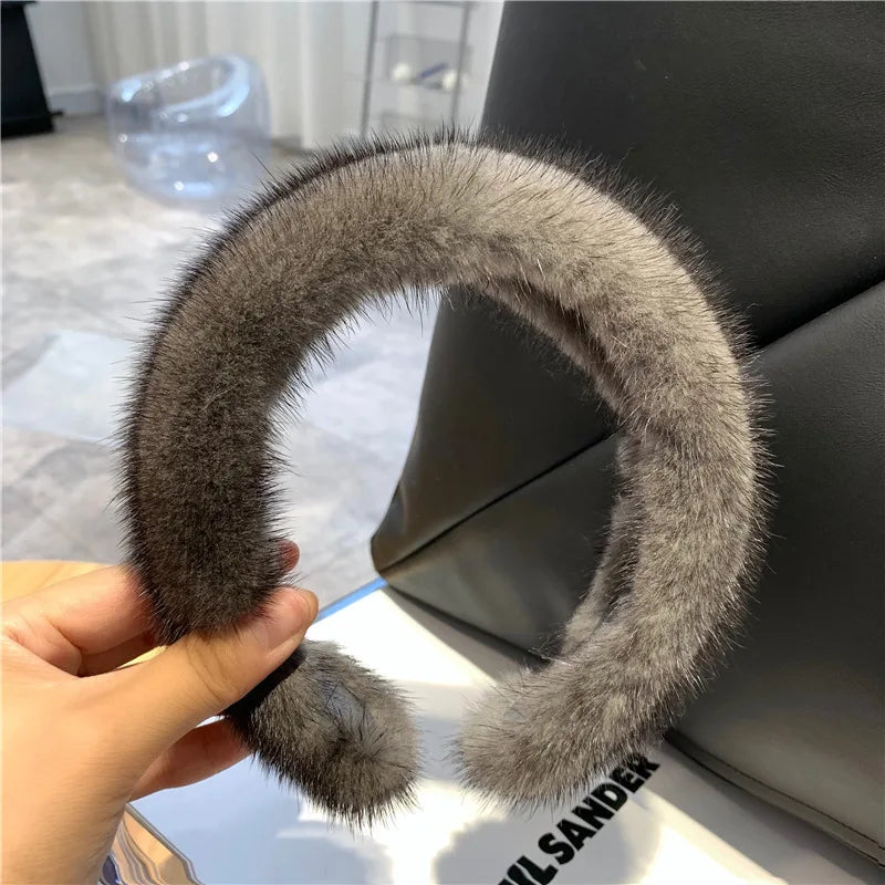 8 Colors  Hot Sale Women Luxury winter 100% Real Mink Fur Headbands High Quality Real Fur Hair Band Lady Fashion Hair Hoop Furry Gift