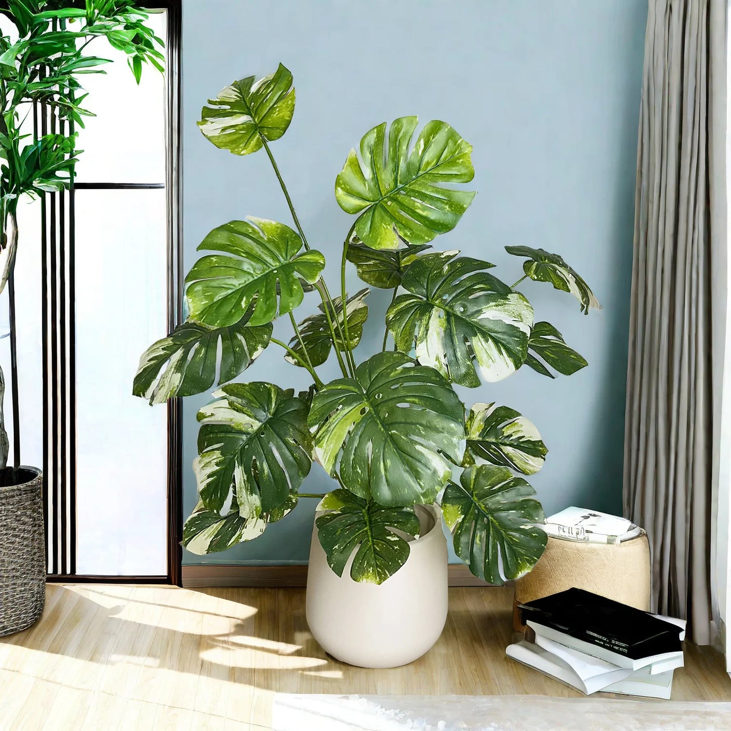65/100cm Monstera Plant Plastic Leaf Small fake plant Potted Ornamental indoor Artificial Plant for Home Decor Office