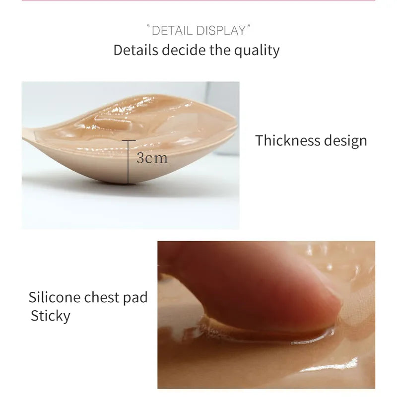 Sexy Women Invisible Push Up Bra Self-Adhesive Silicone Bust Front Closure Sticky Bra Skin Backless Strapless Bra