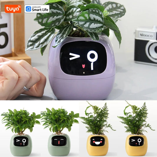 TUYA APP  Ivy Smart Planter ,Endless Fun Over 49 Rich Expressions,7 Smart Sensors , AI Chips Make Raising Plants Easy and Fun Home Gardening Supplies