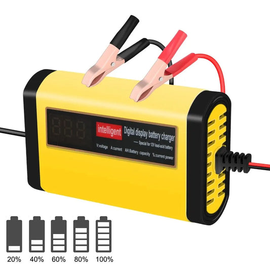 Full Automatic Car Battery Charger Digital LCD Display 2A Fast Charging 3 Stages Lead Acid AGM GEL Battery-Chargers