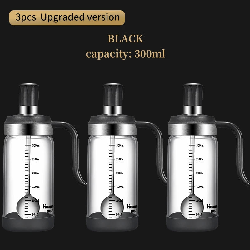 3 PCS Spice Seasoning Bottle Kitchen Supplies Glass Transparent Sugar Bottle Containers with Spoon Seasoning Bottle Salt and Pepper Bottle Kitchenware Accessories Preparing Cooking Tools Sets