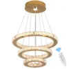 HOT SALE Villa Home Italian Modern Luxury Crystal Chandeliers Remote Switch Control Pendant Lights Geometric LED Chandelier for Living Room 3 Rings Hang Lamps Home Art Decor  Luxury Lighting Supplies