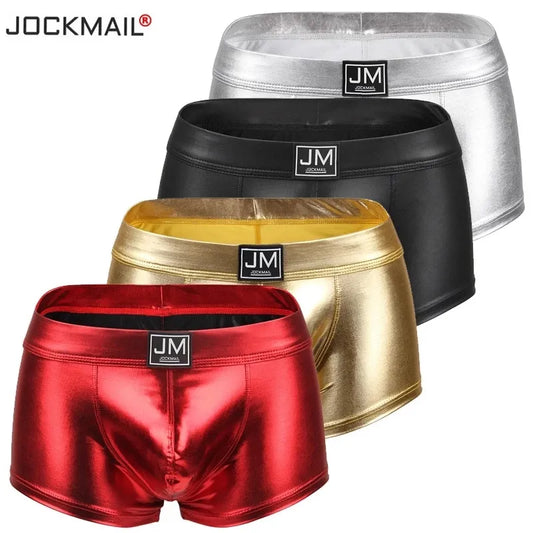 Mens Underwear Boxers Brief Sexy  Male Underwear PU Leather Underpants Man Swim Trunk Men Underwear Boxer Shorts