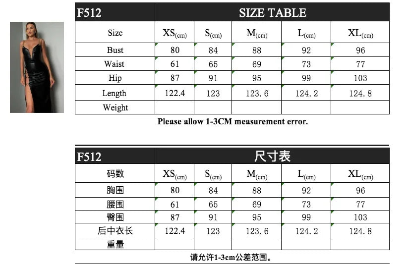 Sexy Chain Spaghetti Strap PU Leather Maxi Dress Women Summer Sleeveless V Neck Hollow Split Black Dress Celebrity Club Party