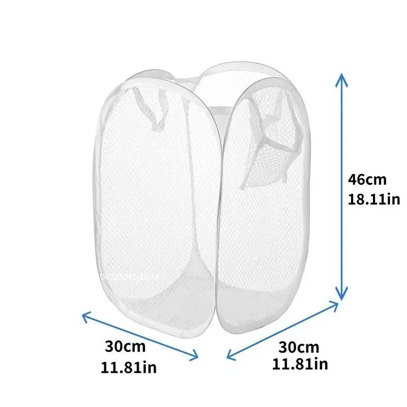 2-10 PCS Set Folding Dirty Laundry Sorting Basket Washing Frame Bathroom Cloth Mesh Storage Bag Frame Bucket Laundry Organizers Storage Pouch Cleaning Accessory Sets