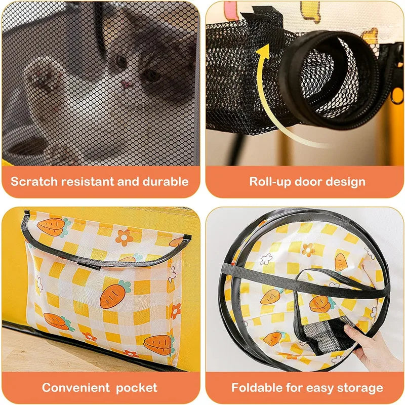 Foldable Pet Pen Dog Crate Portable Playpen for Dog Puppy Cats Top Removable Zipper Mesh Dog Cat Tent Kennel with Carrying bag