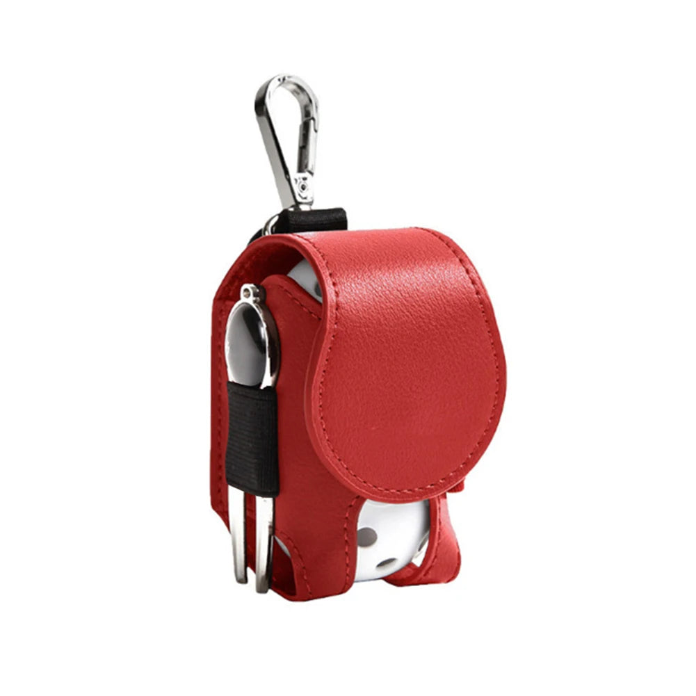 PU Leather Golf Ball Storage Bag Portable Waist Hanging Golf Ball Storage Pouch with Metal Buckle Universal Outdoor Accessories