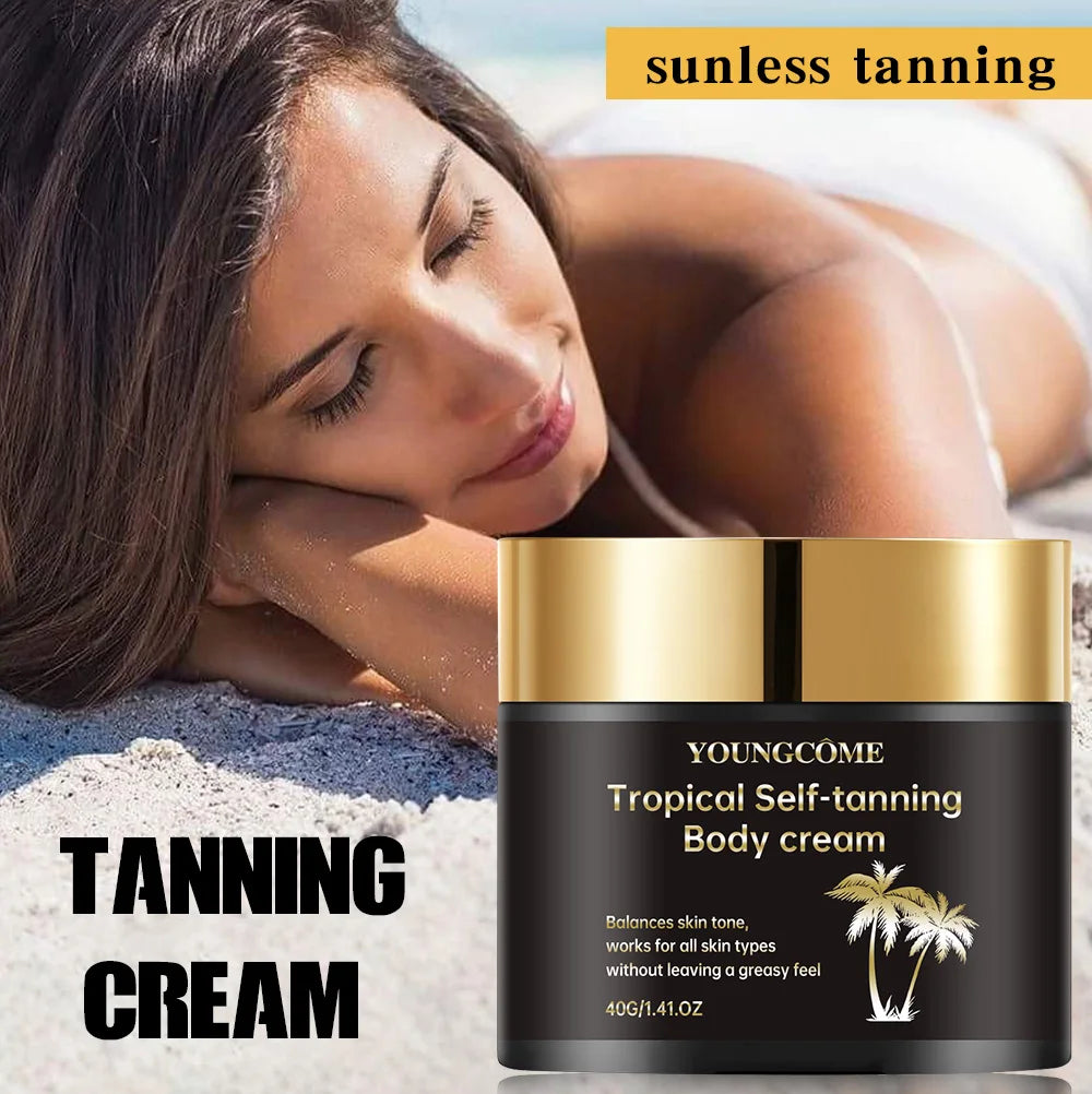 NEW ﻿ Body Tanning Cream Self Tanner Booster Brown Sun Bronzer Repair Nourishing Skin Coloring Sunless Lotion Sun Protection Cream Women Skin Care Supplies Korean Products
