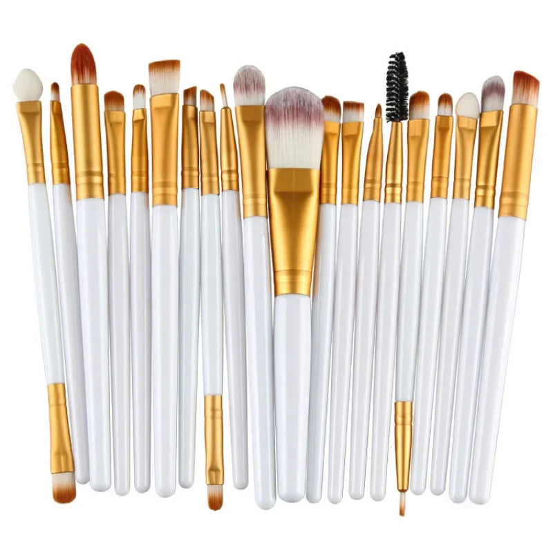 NEW Arrivals 20 PCS 6 Colors Set Make-Up Brushes Set Professional Plastic Handle Soft Synthetic Hair Powder Foundation Eyeshadow Make Up Brushes Women Cosmetics Accessories Beauty Salon Spa Supplies