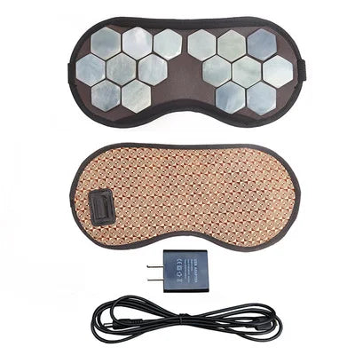 Tourmaline Germanium Jade Electric Heating Eye Mask Tourmaline Magnetic Therapy Massage Eye Mask Blackout Sleep Eye Mask Massage Relaxation Accessories Health Care Supplies