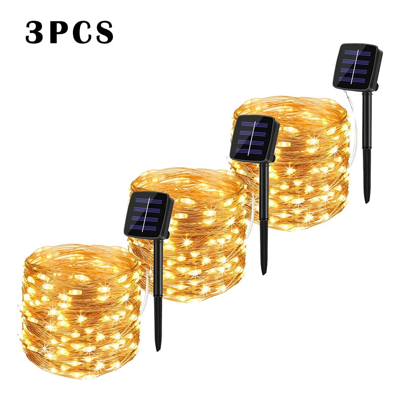 NEW Arrivals "7m/12m/22m/32m"  5 Packs LED Solar Light Outdoor Garden Fairy String Light Led Twinkle Waterproof Lamp for Christmas Patio Tree Party New Year Eve Decoration Accessories Supplies