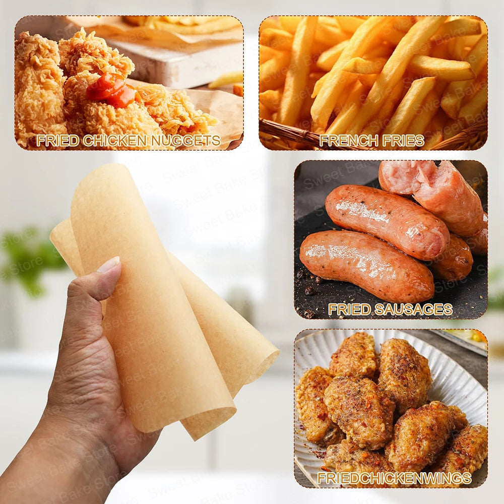 100/200 PCS Set Air Fryer Baking Paper Sheets Compatible with Ninja Food Smart XL FG551 6-in-1 Indoor Grill, Rectangle Parchment Paper Liners