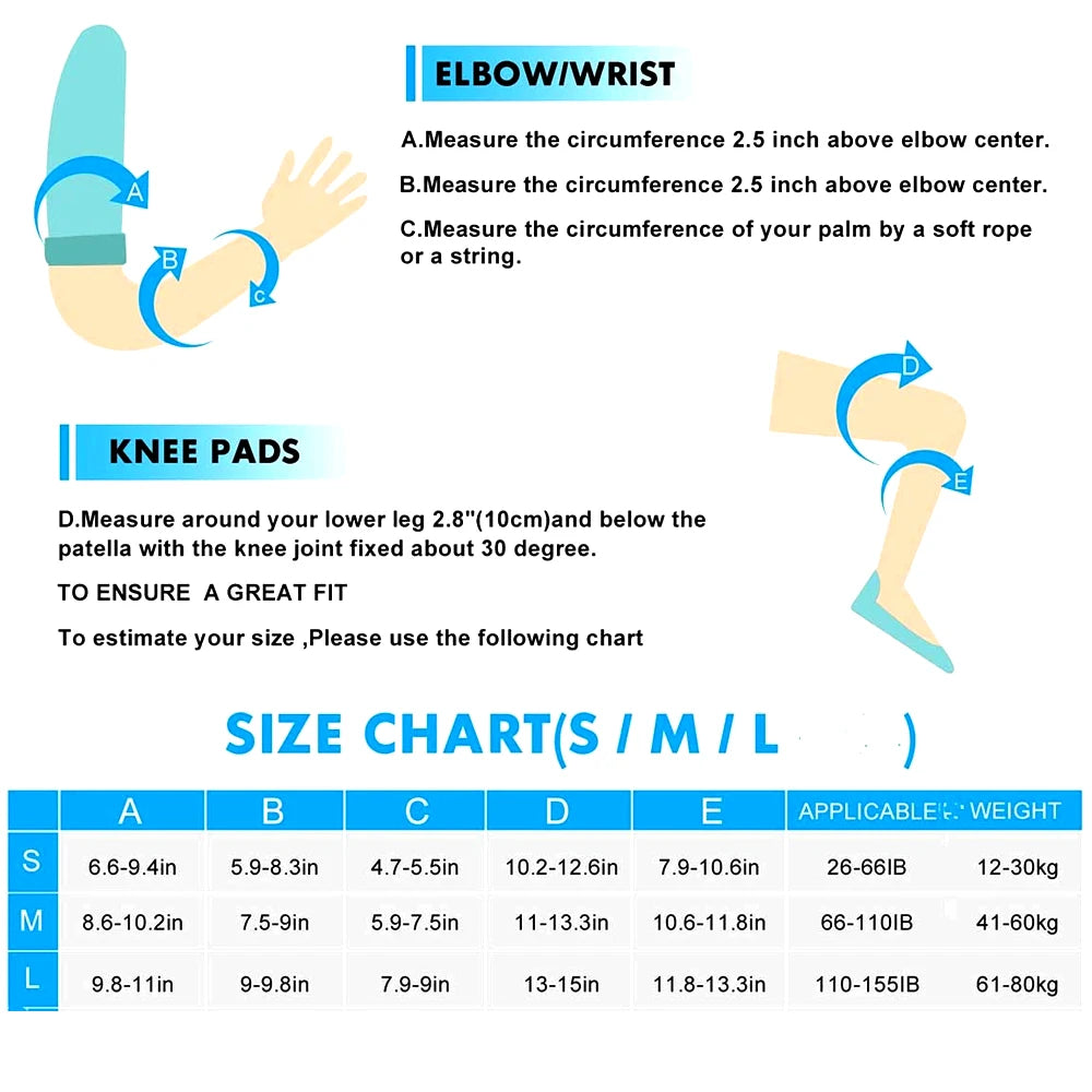 6Pcs Adults/Kids Knee Pads Elbow Pads Wrist Guards Protective Gear for Skateboarding Roller Skating Cycling BMX Bicycle