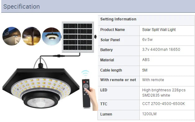Motion Sensor Solar Pendant Lights Outdoor Indoor 228LED Shed Light with Motion Sensor 3 Lighting Modes Waterproof for House Gazebo Lamp