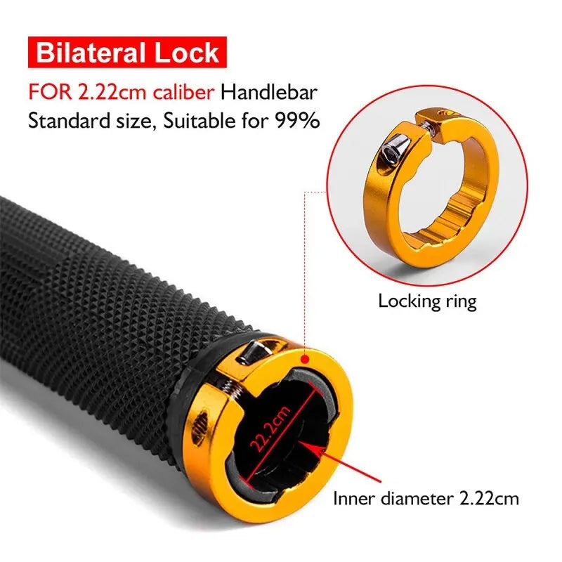 Bicycle Rubber Grips MTB Alloy Lock Bilateral Lock Handlebar Grips Anti Slip Cycling Handlebar Sleeve BMX Bicycle Accessories