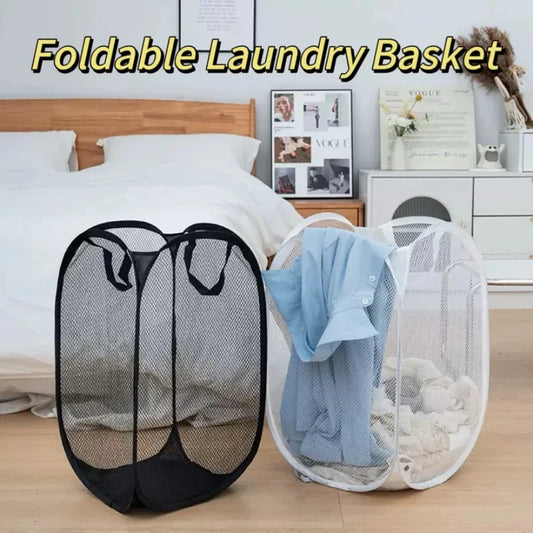 2-6 PCS Set Folding Dirty Laundry Sorting Basket Washing Frame Bathroom Cloth Mesh Storage Bag Frame Bucket Laundry Organizers Storage Pouch Laundry Accessory Sets