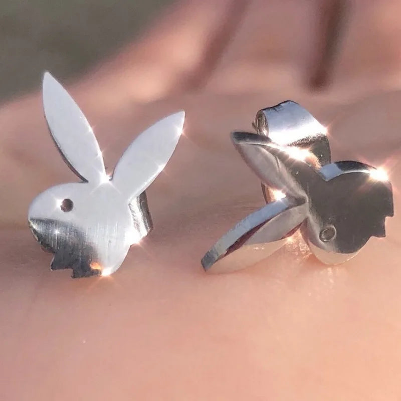 Playboy Cartilage Piercing Stud Earring for Women Cute Bunny Earrings Piercing Women's Ear Studs Jewelry Fashion Supplies