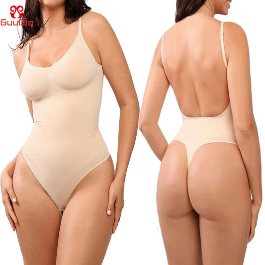 Backless Bodysuits String Open Crotch Shapewear Low Back Bodysuit Thong Shapewear Seamless Spandex Shapers Sexy