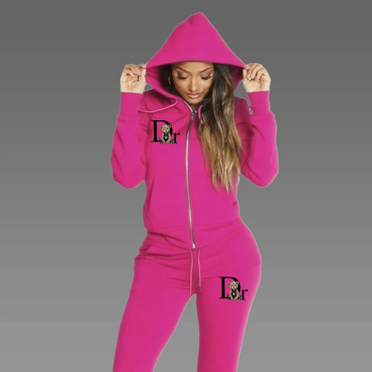 NEW 2PCS Set S-3XL UK Plus Size 9 Colors Women Sets Zipper Cardigan Hoodie Sweatpant  Designer Clothes Fashion Jogging Clothing  Female Sports Suit