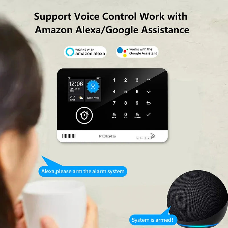 Just Arrived Upgraded 13 Languages Alarm System for Home Office Shops TUYA Smart WI-FI GSM Security Alarm Host with Doors Windows Motion Sensor Smart App Control Work Google Alexa Amazon Voice Support Security Supplies