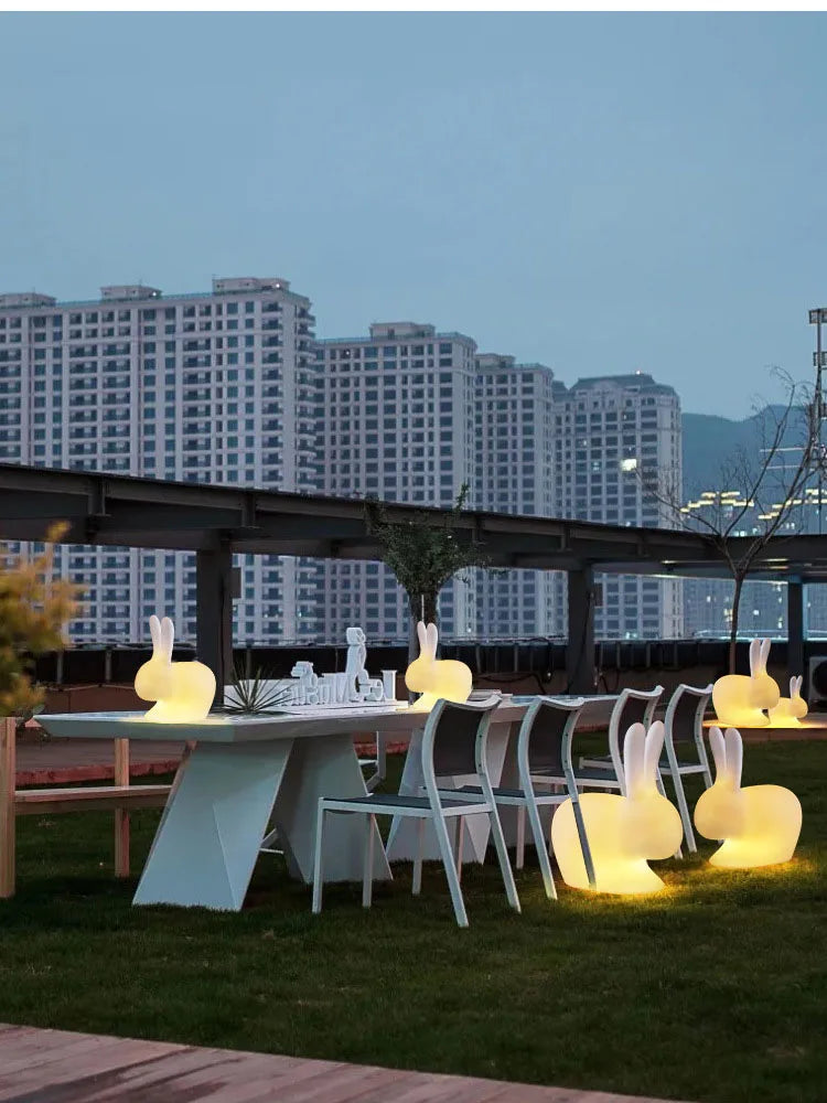 Home Villa Garden Lawn Rabbit Lamp LED Illuminated Remote Control Dimming USB Chargeable Outdoor Light Holiday Gift Indoor Stairway Children's Room Decoration Night Light.