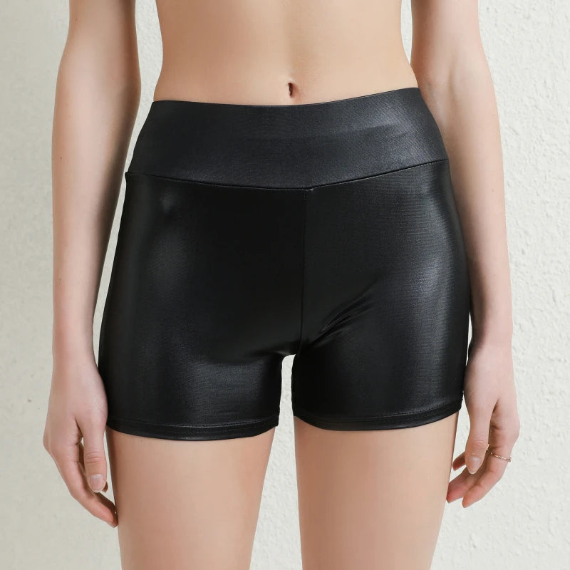 Sexy Nightclub Costumes Shorts Women PU Leather Shorts High Waist Solid Color Button Black Pants Fashion Summer