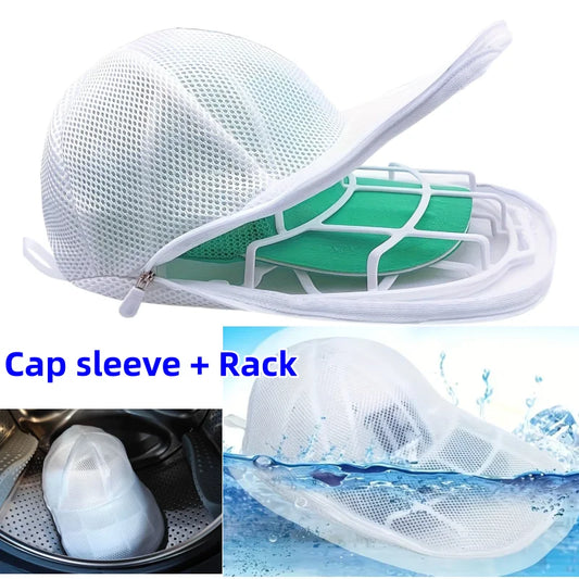 NEW Arrivals Cap Sleeve and Rack Hat Washing Set, Baseball Duckbill Cap, Laundry Washing and Sun Drying Integrated Machine Wash Protective Hat Rack ﻿
