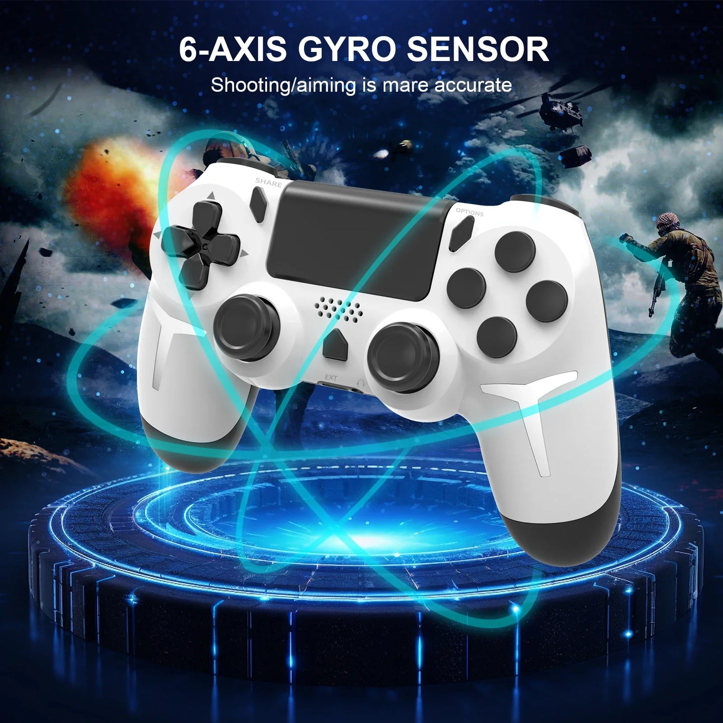 NEW Black/White Color 6-Axis Gyroscope Dual Vibration With touch pad Wireless Gamepad Bluetooth Controller For PS4 PS3 Console Computer PC