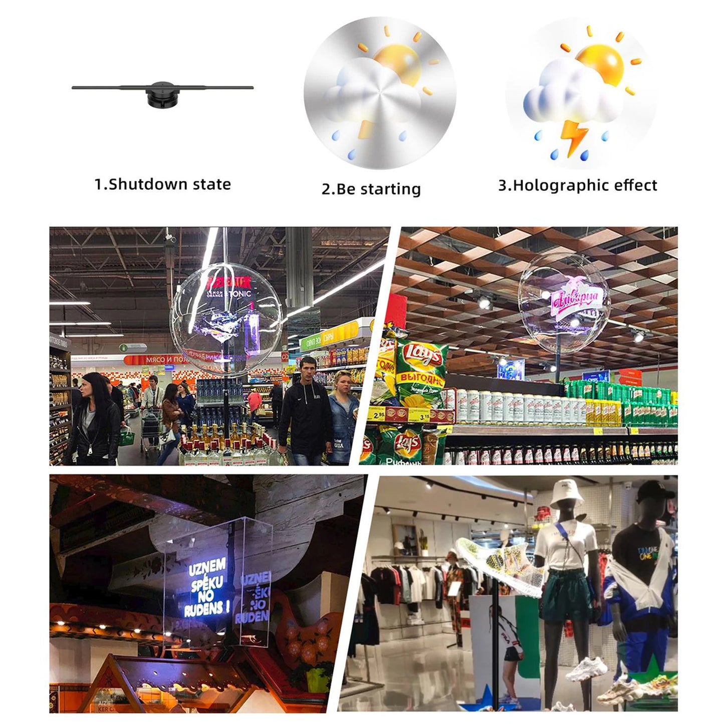 244 LED Naked Eye 3D 42cm Fan Hologram Projector Advertising Machine Sign Image Video Logo Display Holographic Light Remote