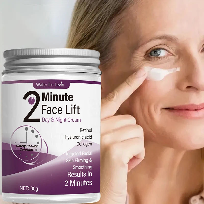 2 Minutes Facial Lifting Day and Night 100gr Cream Contains Retinol, Hyaluronic Acid and Collagen - Moisturizing Lotion Suitable for All Light Skin Tone, No Fragrance, Absorption of 2 Minutes