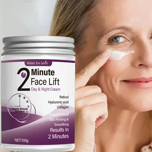 2 Minutes Facial Lifting Day and Night 100gr Cream Contains Retinol, Hyaluronic Acid and Collagen - Moisturizing Lotion Suitable for All Light Skin Tone, No Fragrance, Absorption of 2 Minutes
