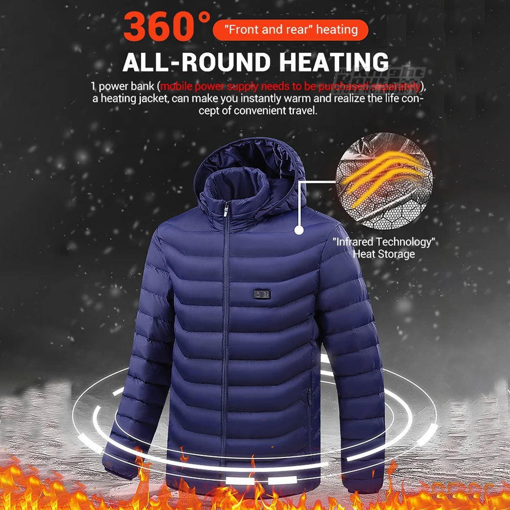 21 Areas Heated Jacket Winter Men's Women's Motorcycle Jacket USB Electric Heating Jacket Heated Vest Moto Thermal Clothing Coat